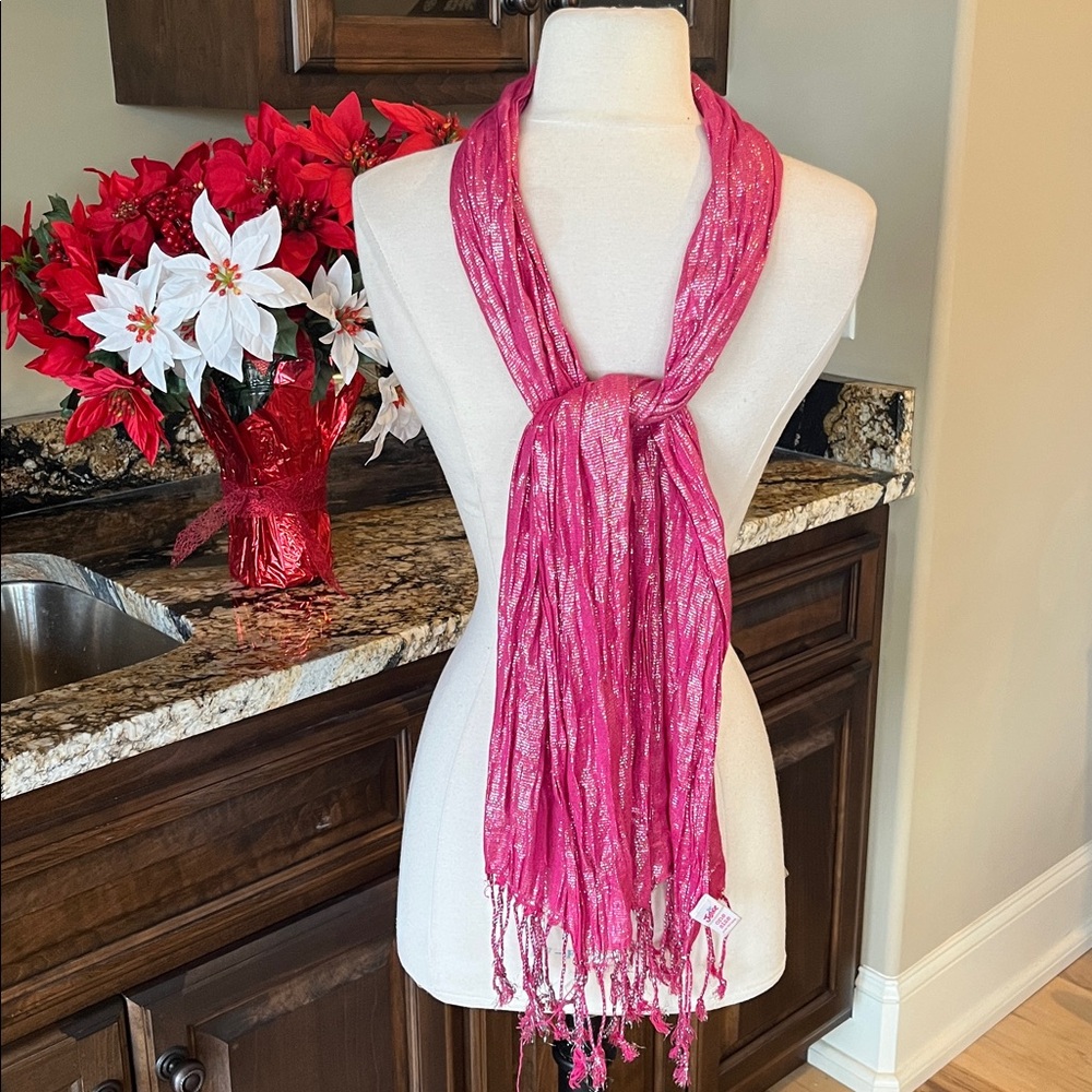 Justice Pink Metallic Shimmery All Season Scarf Womens Girls